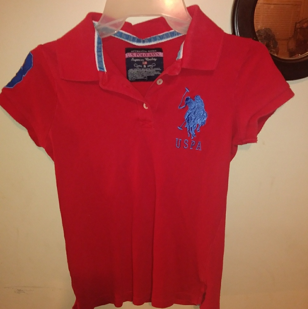 Collared, Red w/ blue POLO logo shirt
